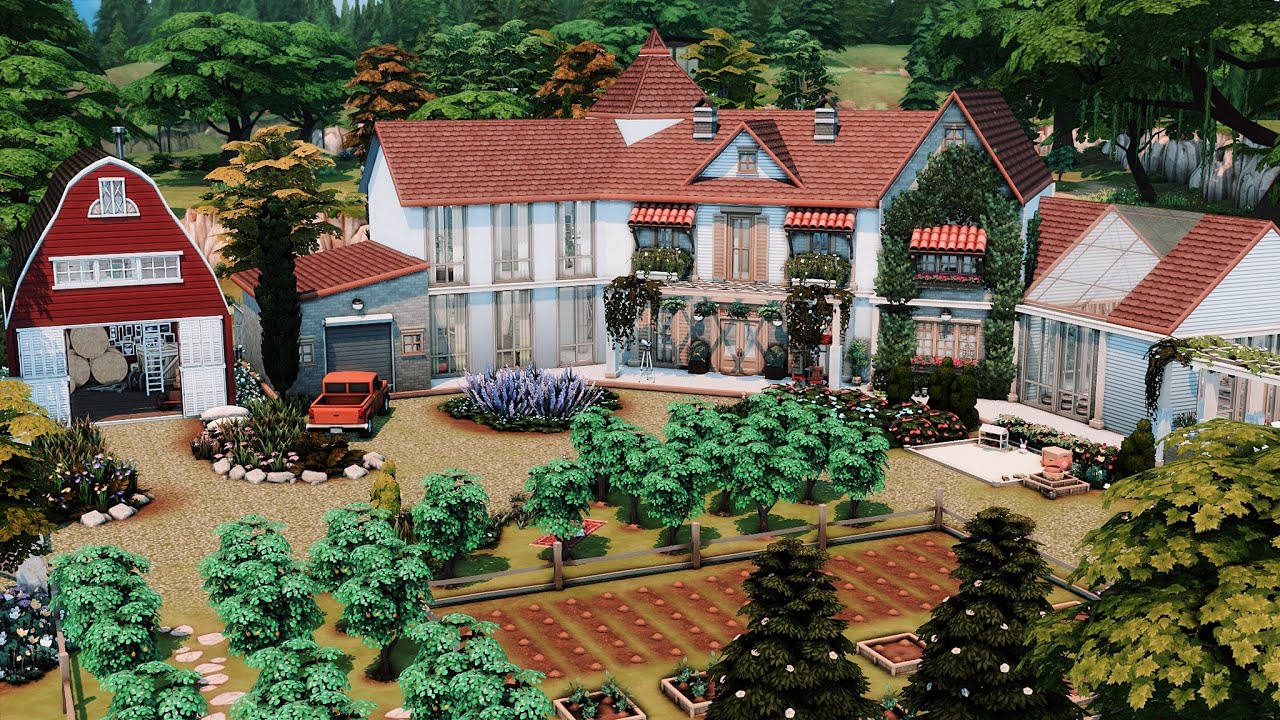 Base Game Generations Family Farm 🌻👨‍👩‍👧‍👦| The Sims 4 - Stop motion speed build (No CC)