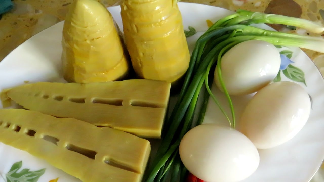 How To Cook bamboo shoots With Duck eggs - Cambodian Home Food Easy Recipe
