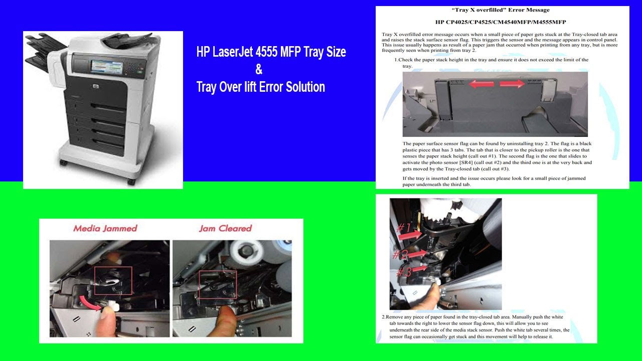 HP LaserJet 4555 MFP Tray Size & Tray Over lift Error Solution Part - 1