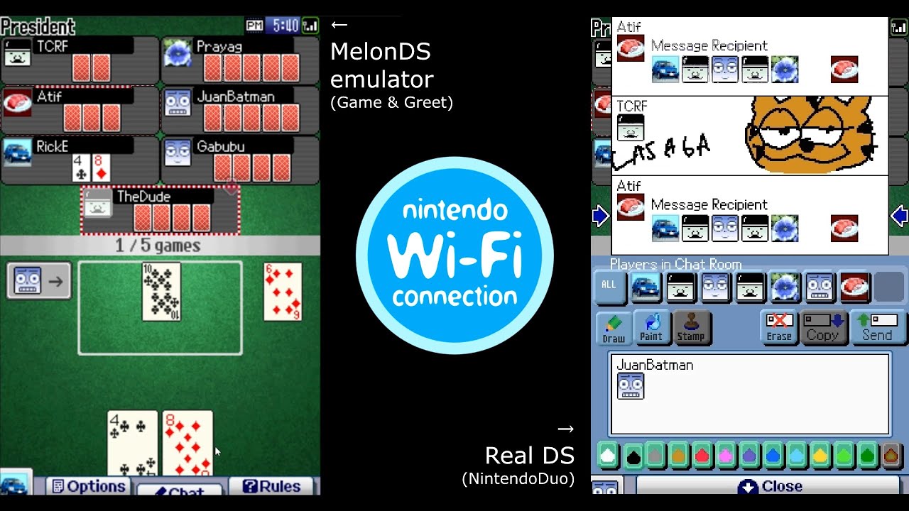 Clubhouse Games (DS) 7-Player Online Matches (Real DS vs. MelonDS Emulator)