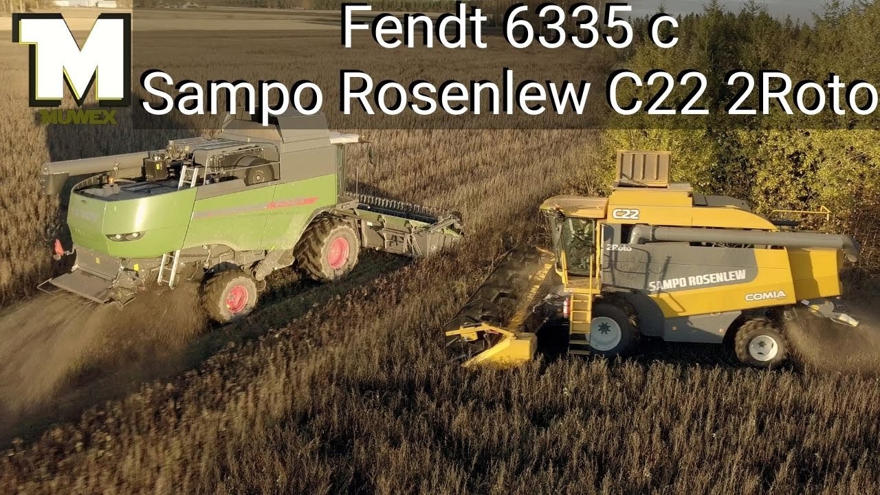 Härkäpavun puintia 2020 - Sampo Rosenlew Comia C22 2Roto + Fendt 6335 c