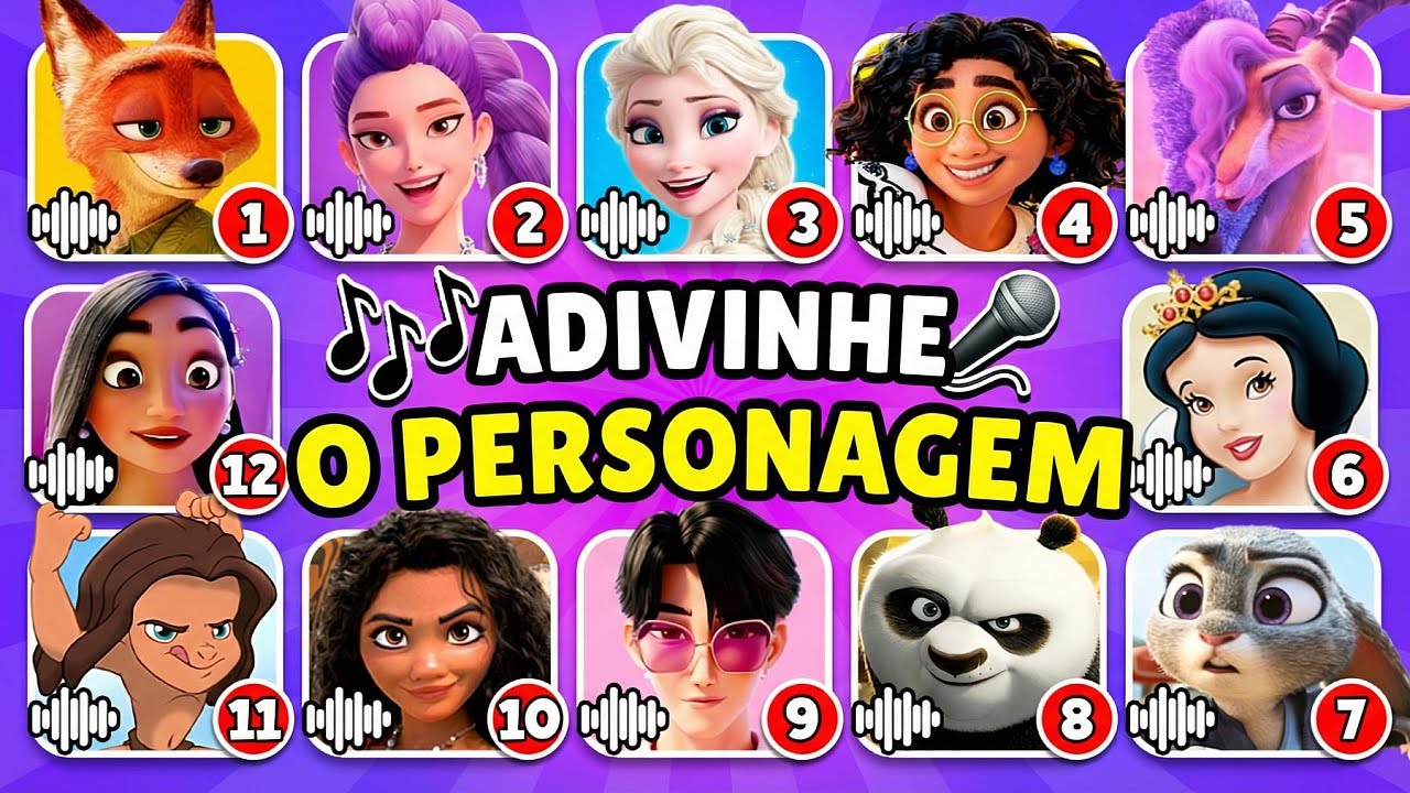 ADIVINHE O PERSONAGEM PELA VOZ 🎙️🎶 Disney, Zootopia 2, Moana, Guerreiras do K-Pop