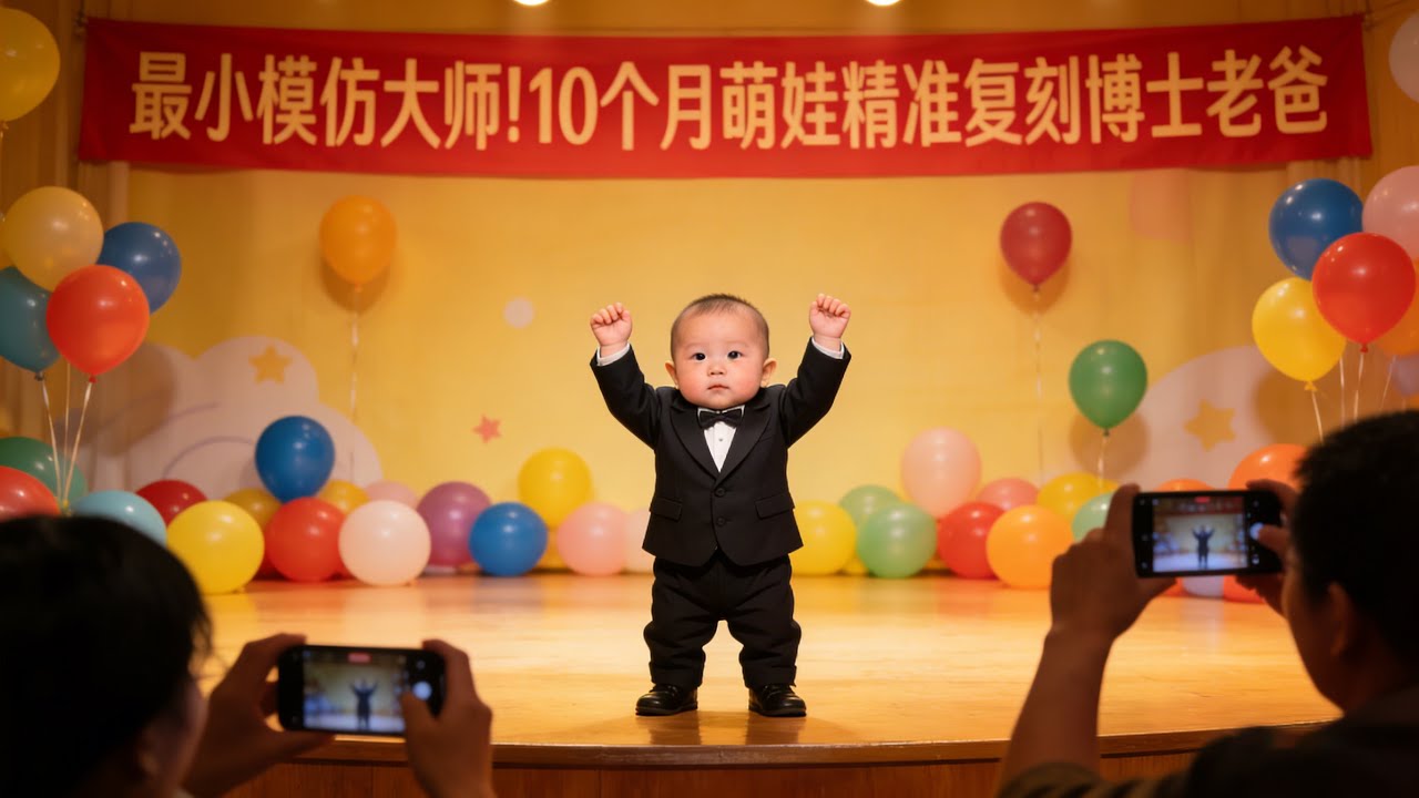 最小模仿大师!10个月萌娃精准复刻博士老爸,连表情都一模一样,基因复制粘贴实锤【家有好baby】