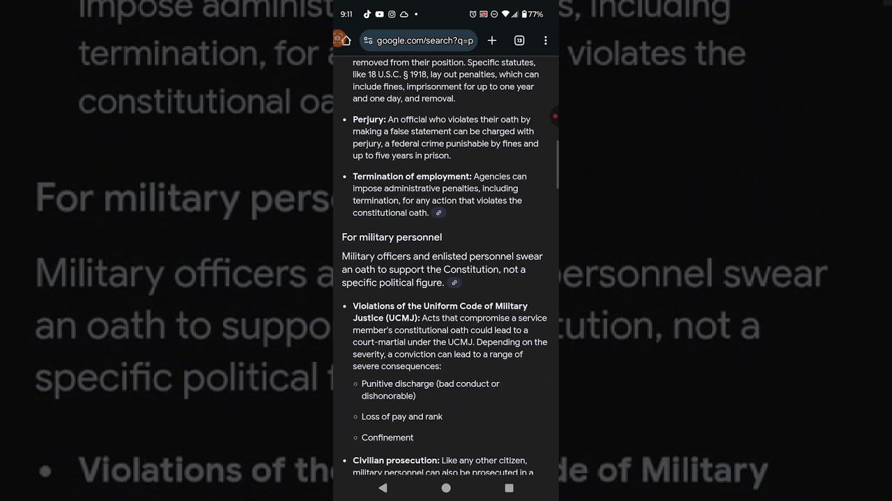 Penalties for putting loyalty to a politician vs The Constitution 