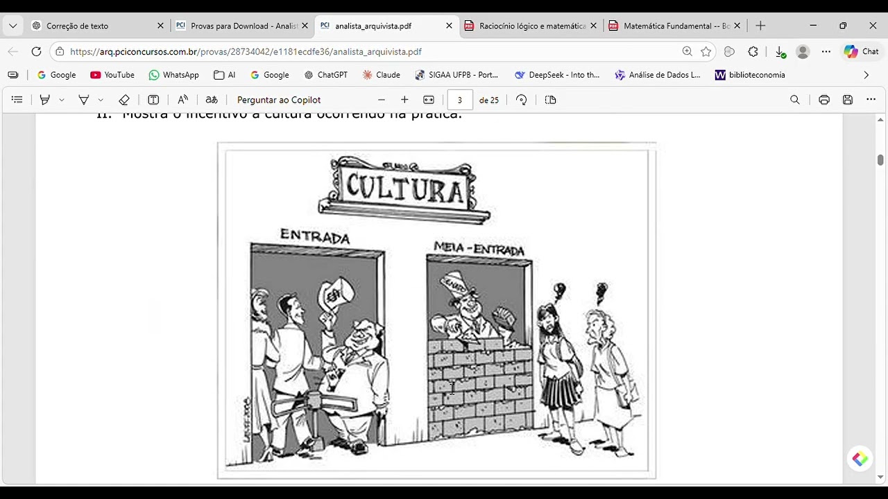 Prova de concurso público aplicada para o cargo de arquivista analista arquivista 1