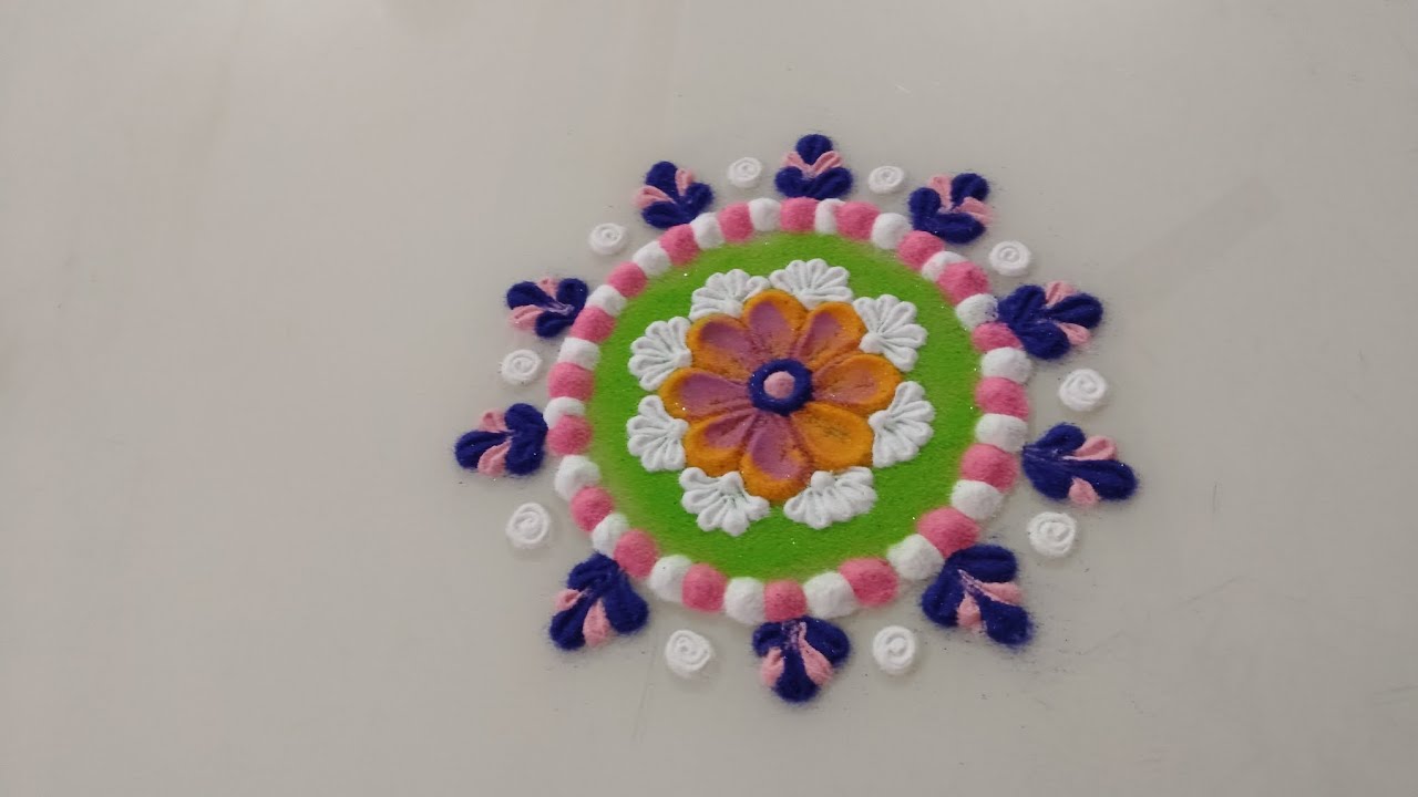@sarojnishad810 Attractive 3 small festival rangoli design. 🌺 Easy rangoli design for festival 🌺