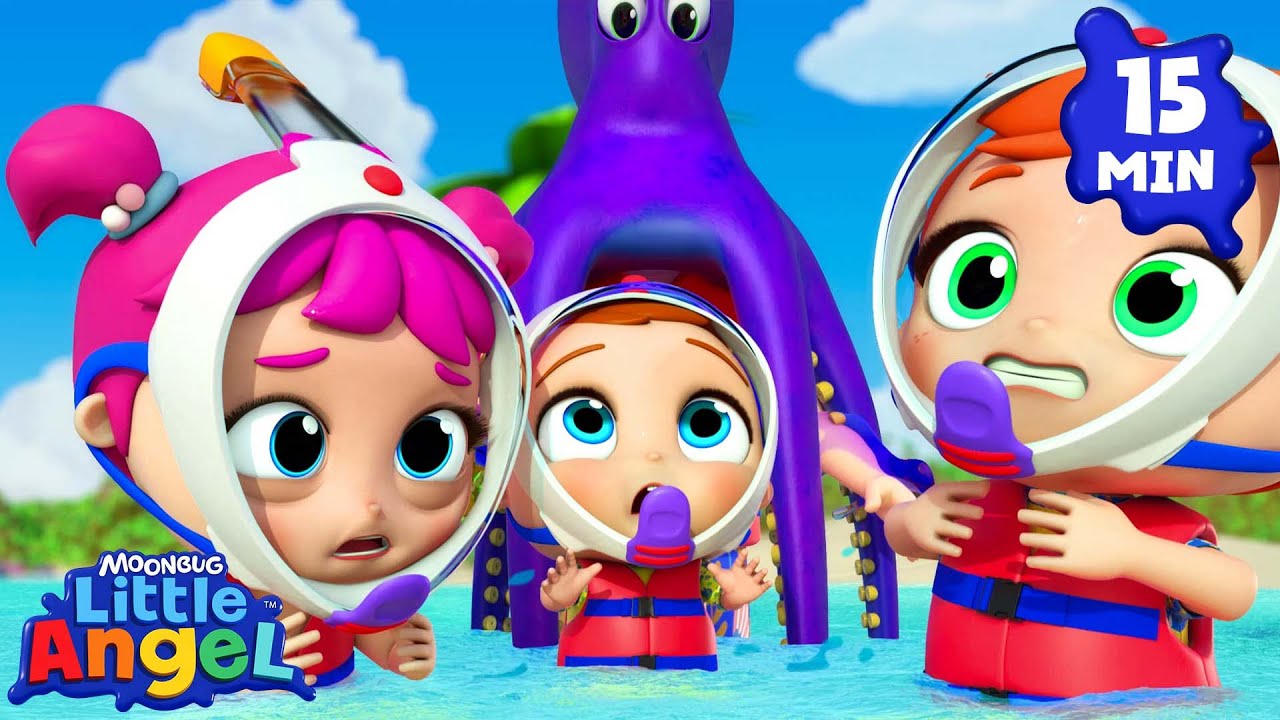 Squid in the Ocean!! 🦑 | Little Angel | Fun Kids Songs | Nursery Rhymes