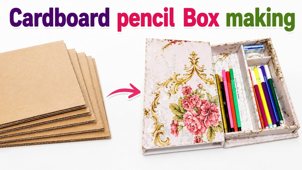 Cardboard box pencil box Diy/Cardboard reuse craft ideas/craft tamil