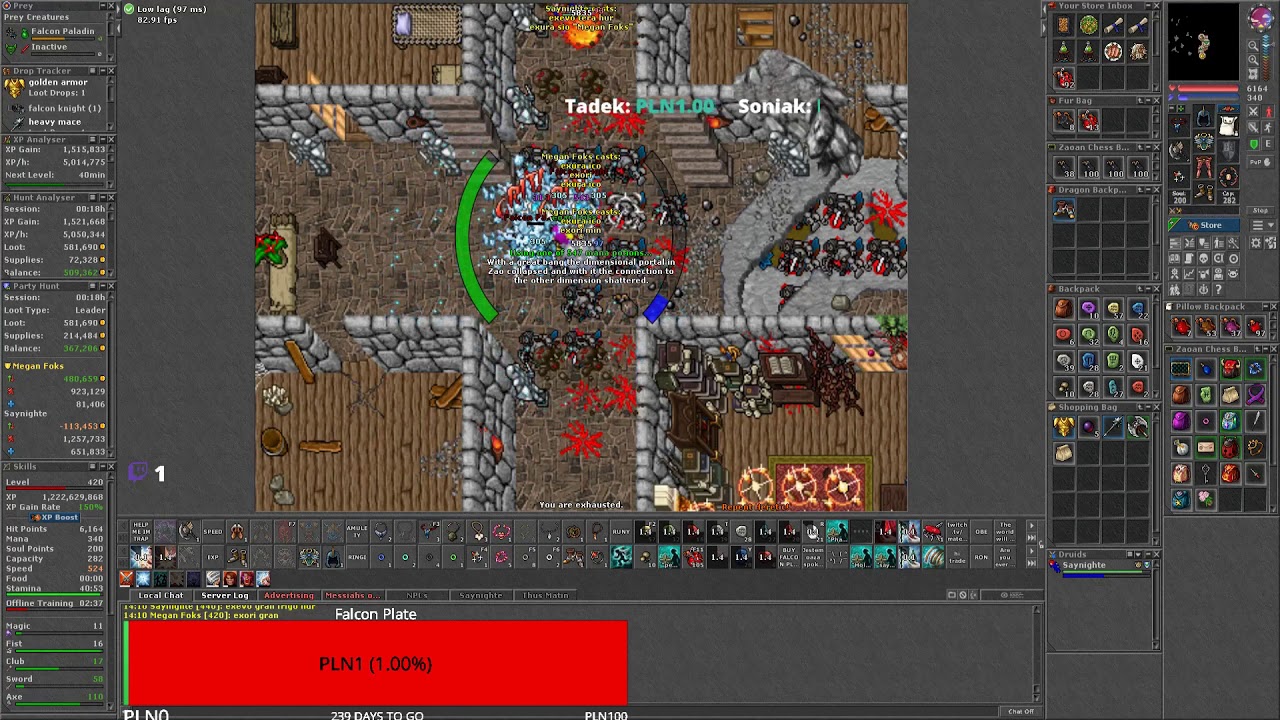 TIBIA: [EK + ED] 350+ * Duo Hunt Falcon Castle (4.5-5kk/h at 150%) * - PROFIT [after rebalancing]