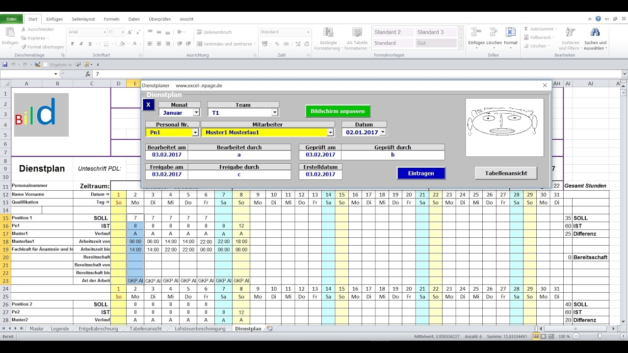 Dienstplaner in Excel VBA