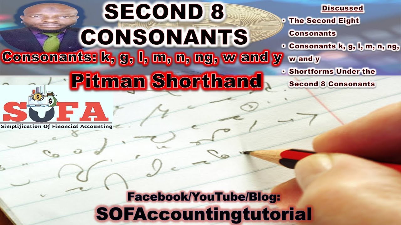 Shorthand Consonants k, g, m, n, l, ng, w, and y