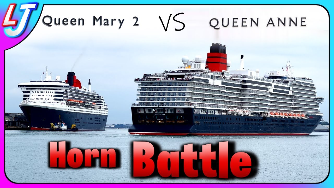 Queen Mary 2 vs Queen Anne - Horn Battle in Southampton