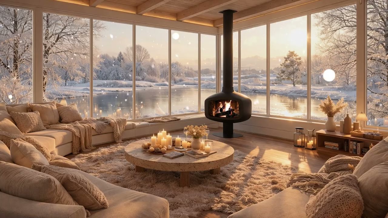 Tranquil Escape ❄️ Piano & Fireplace 🔥 Cozy Night Ambience for Better Sleep