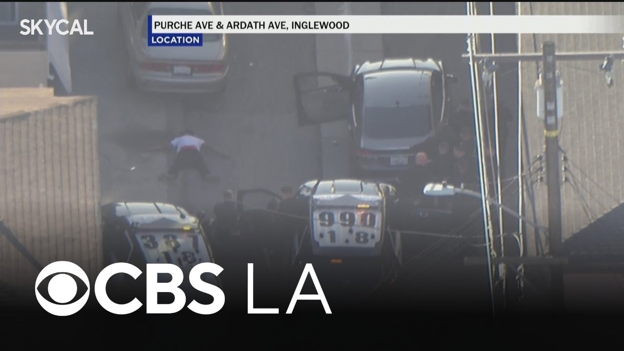 Shooting suspect surrenders after lengthy police chase near Inglewood