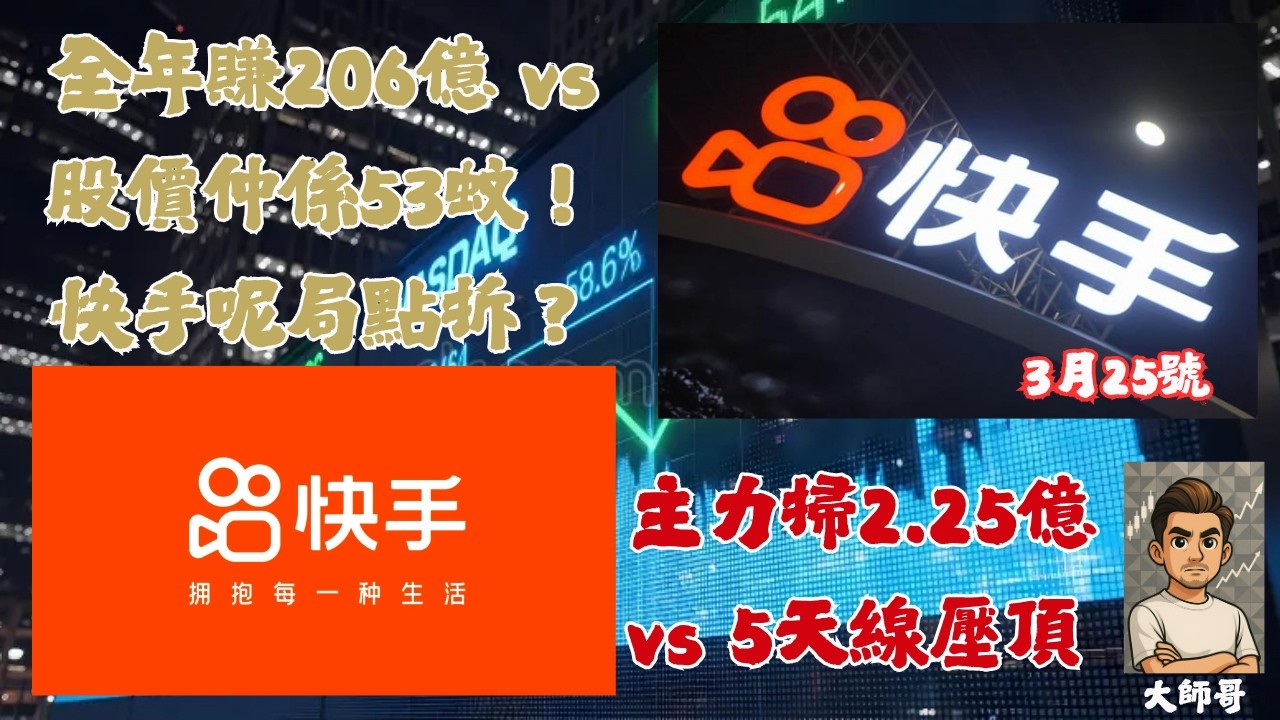 1024.hk - 快手今日：業績炸彈 + 主力掃貨 + 技術反彈，你係買定沽？ 🎭👥💵