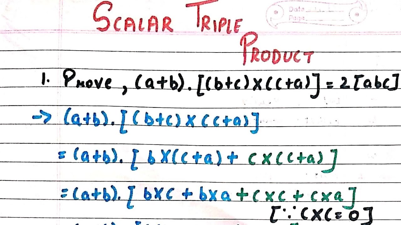 prove that [a+b,b+c,c+a]=2[abc] | Vector Algebra | Bsc | Scalar Triple Product 