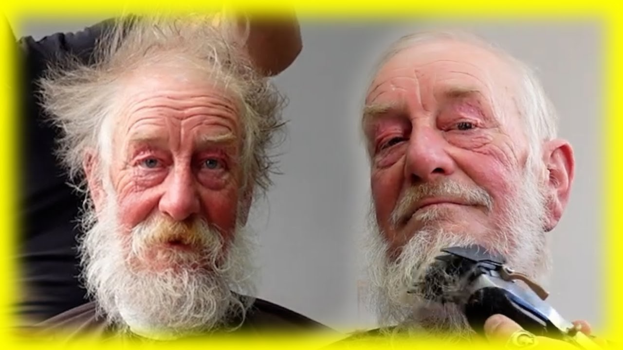 Fantastic Transformation , Traveler Old Man gets Hair and Beard Trim