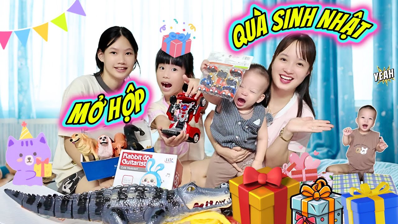 Mở Hộp Những M&oacute;n Qu&agrave; Sinh Nhật Của Em MiLo 🎁 C&ocirc; Chuột, Mẹ Huế, MiMi C&ugrave;ng Unboxing Qu&agrave; Sinh Nhật 🥰