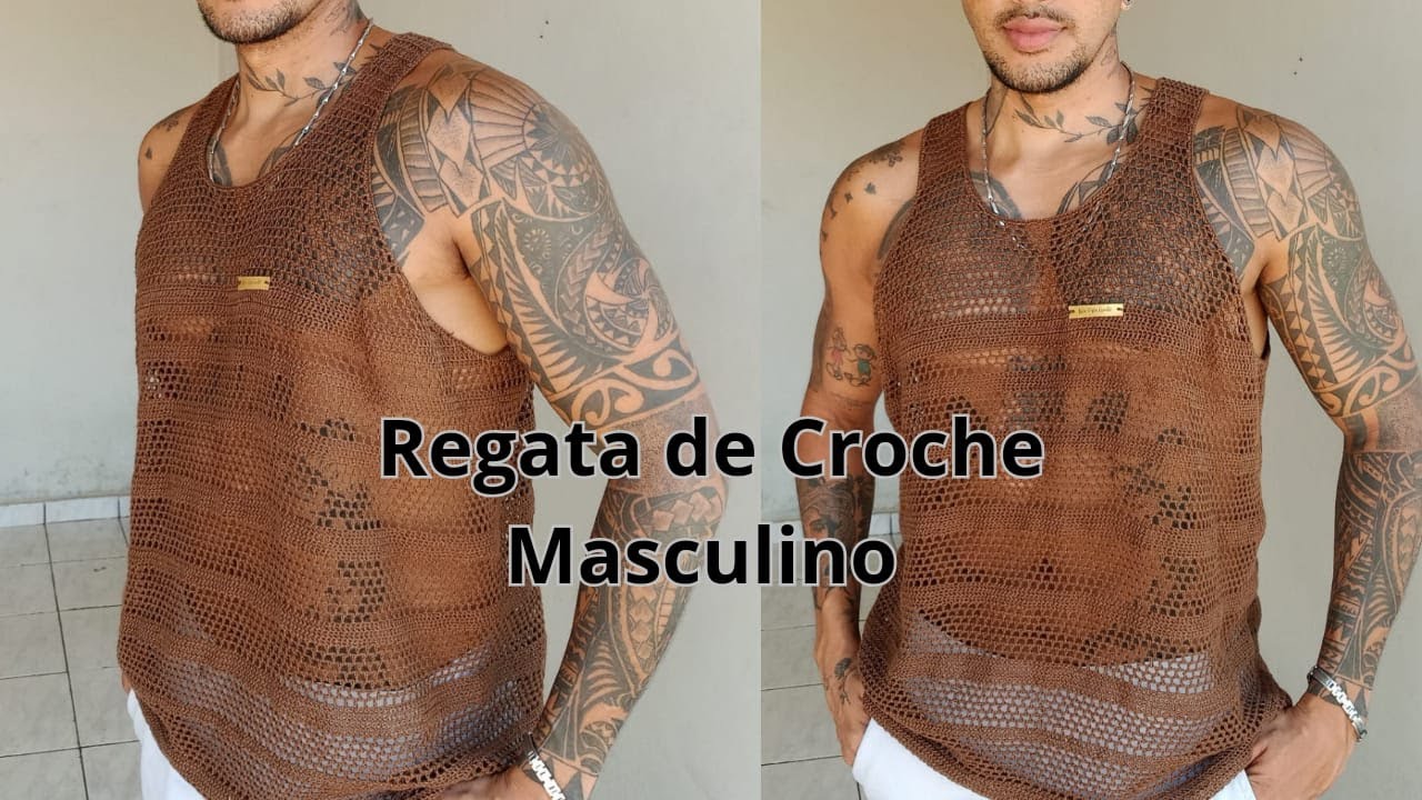 Passo a passo regata de croche masculino