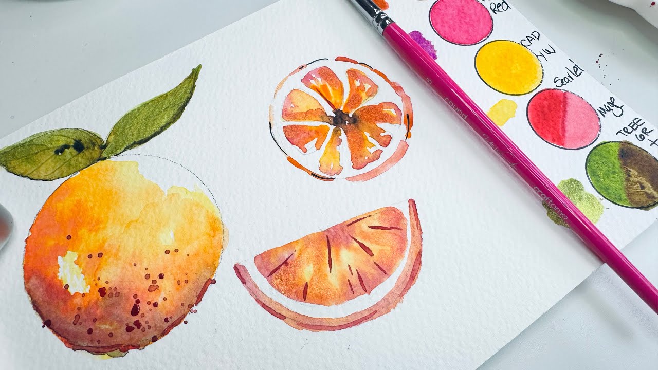 Beginner's Watercolor Glazing, Step-by-Step | A Simple Grapefruit to Play, Unwind & Create! 🍊🌿
