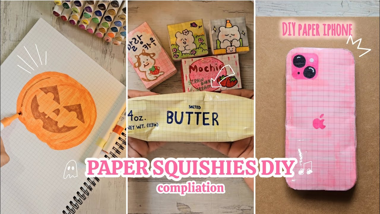 DIY Paper Squishies✨  (Halloween, iPhone,Butter Squishies and more) #papersquishy#squishy#papercraft