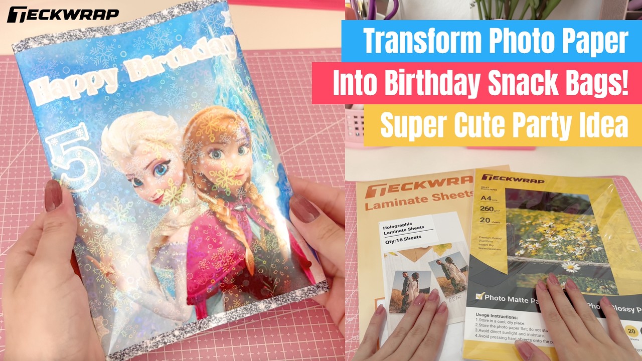 Превратите фотобумагу в пакетики для закусок на день рождения #teckwrapcraft