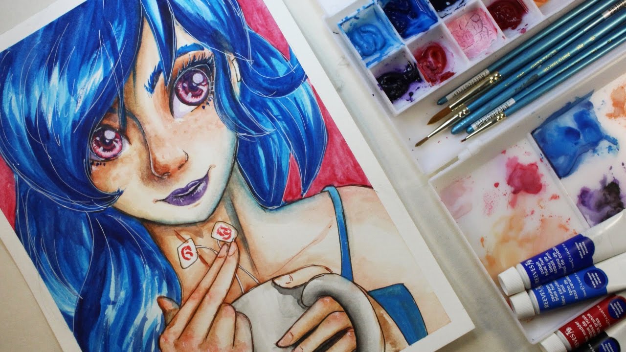 Tea Girl (watercolor) Diana y el bloqueo creativo | Platicando y dibujando con Diana