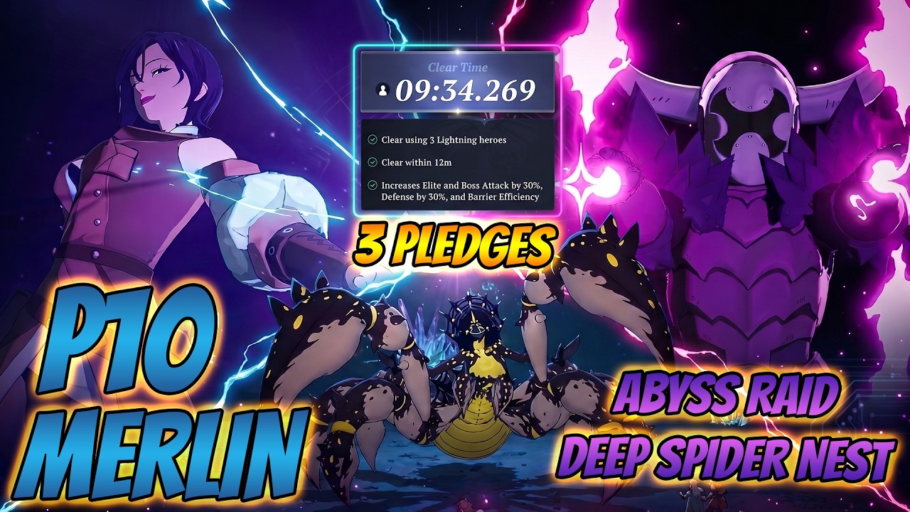 P10 MERLIN⚡3 PLEDGES DEEP SPIDER NEST ABYSS RAID | 7DS: Origin