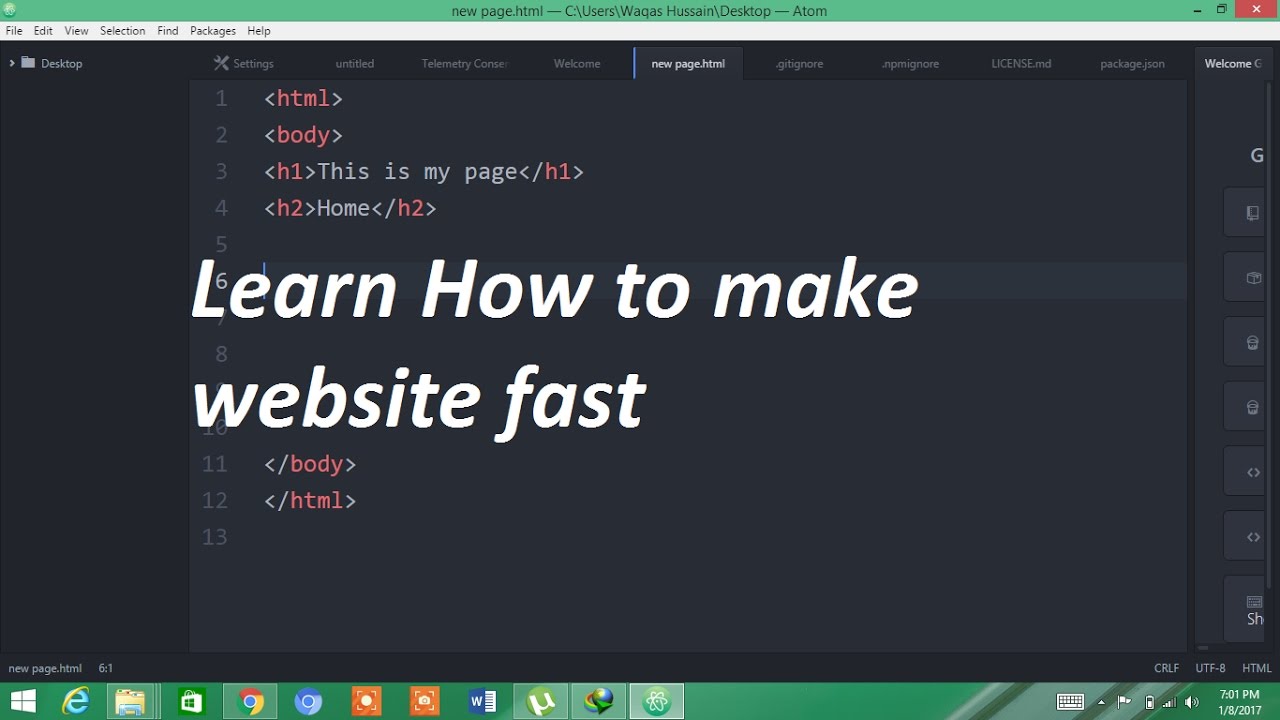 How to create website using Html-atom Part 1 For Beginners
