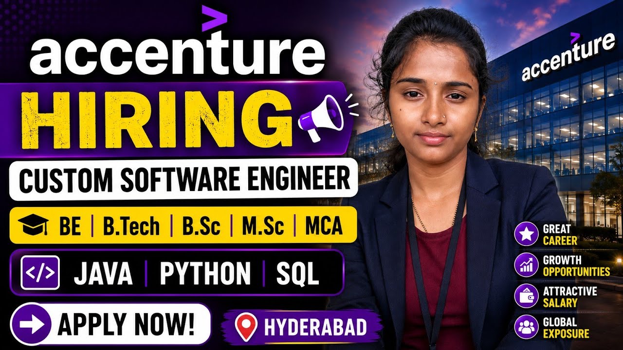 🔥Accenture Hiring 2026 | Custom Software Engineer | BE/BTech/BSc/MSc/MCA/CA | Java, Python, SQL | 