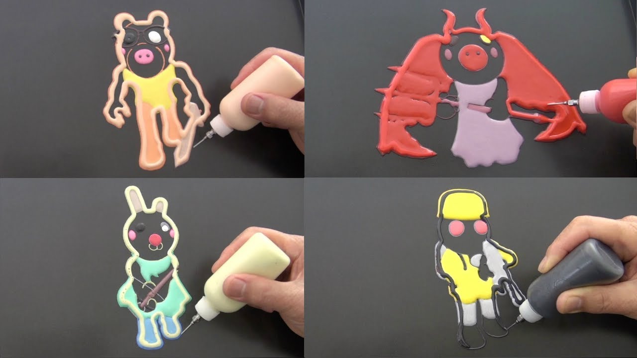MAKING ROBLOX PIGGY CHARACTERS PANCAKE ART - PONY, BUNNY, DEVIL, TORCHER