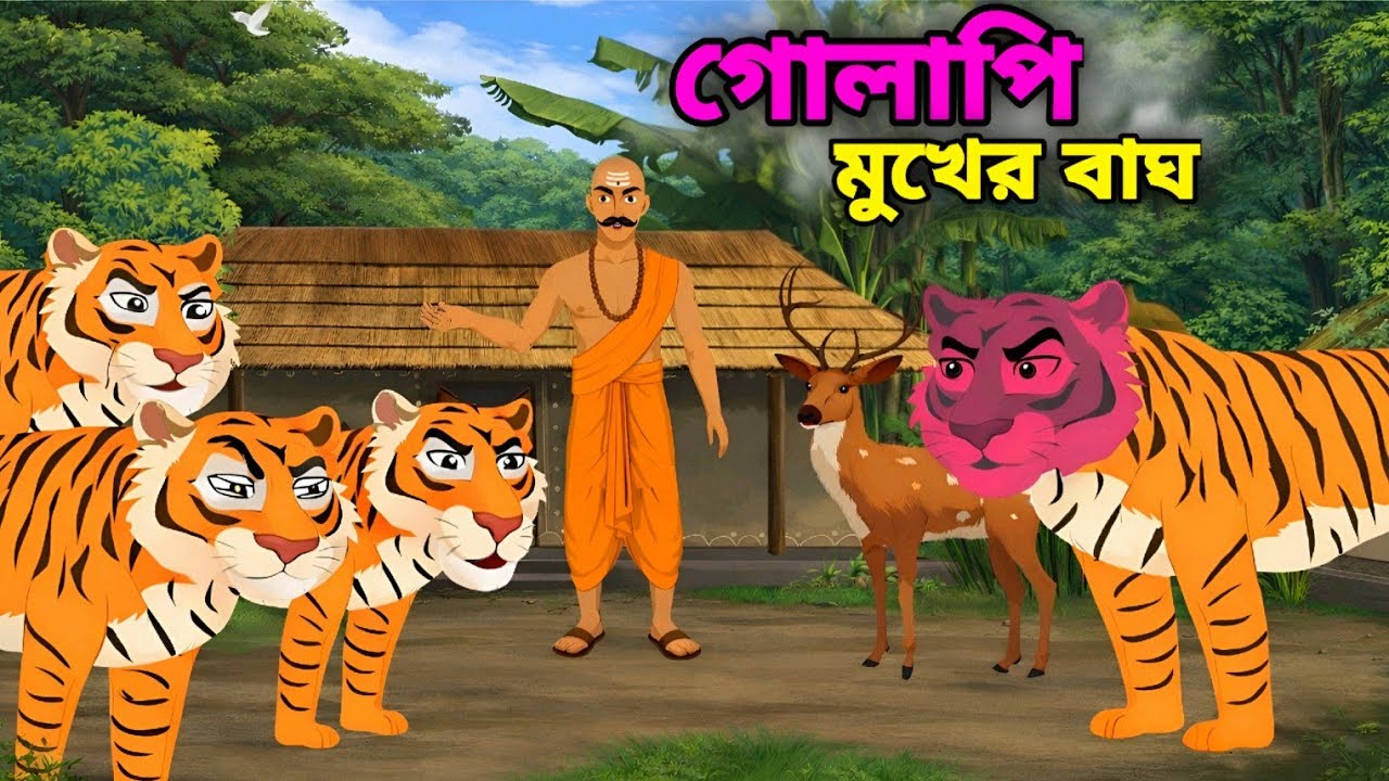 গোলাপি মুখের বাঘ🐯😱 | Golapi mukher bagh | Bagher golpo | Bhalo bhalo cartoon | Bangala moral cartoon