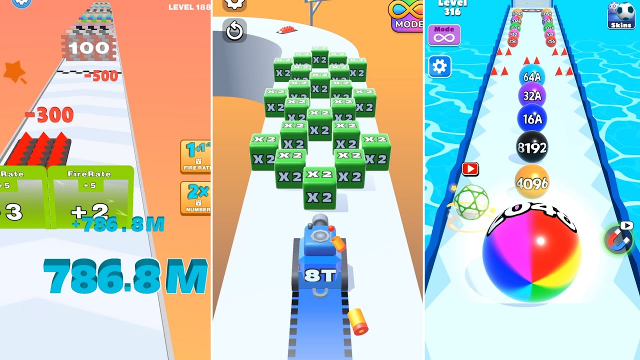 2048 Showdown: Jelly Run vs Ball Merge vs Shooting Mode | 512Q vs 164A vs 6700B
