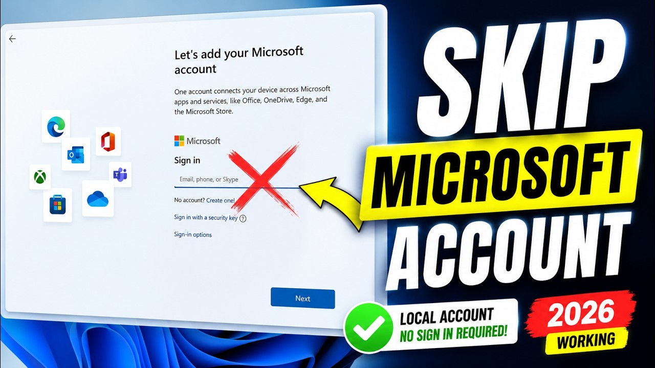 How to Set Up Windows 11 Without a Microsoft Account | Skip Microsoft Sign-In (2026)