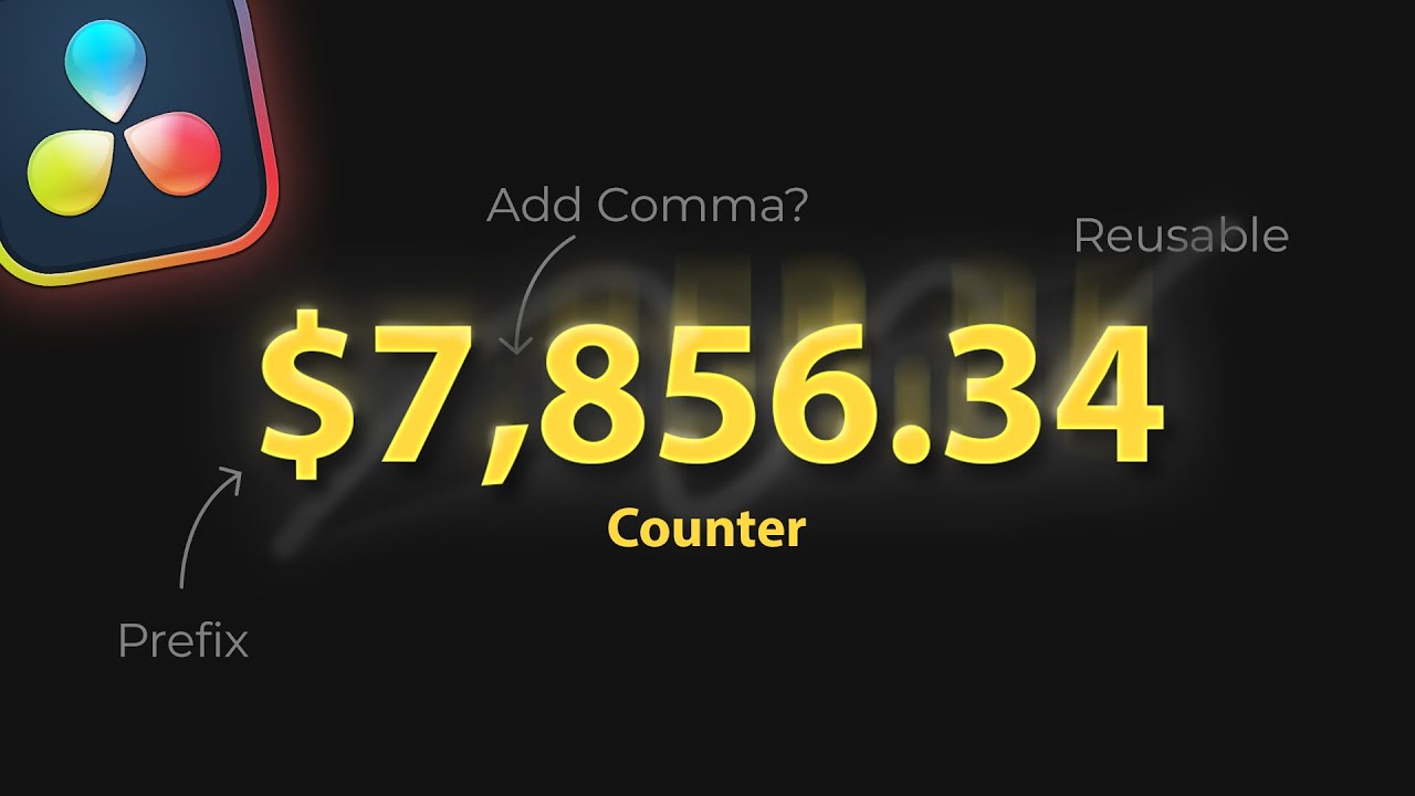 Анимация счётчиков в DaVinci Resolve — включая запятые и символы
