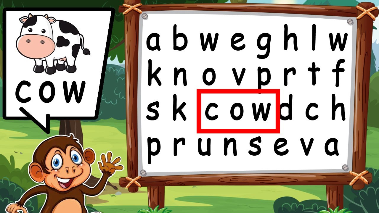Three Letter Sight Word Search for Kids