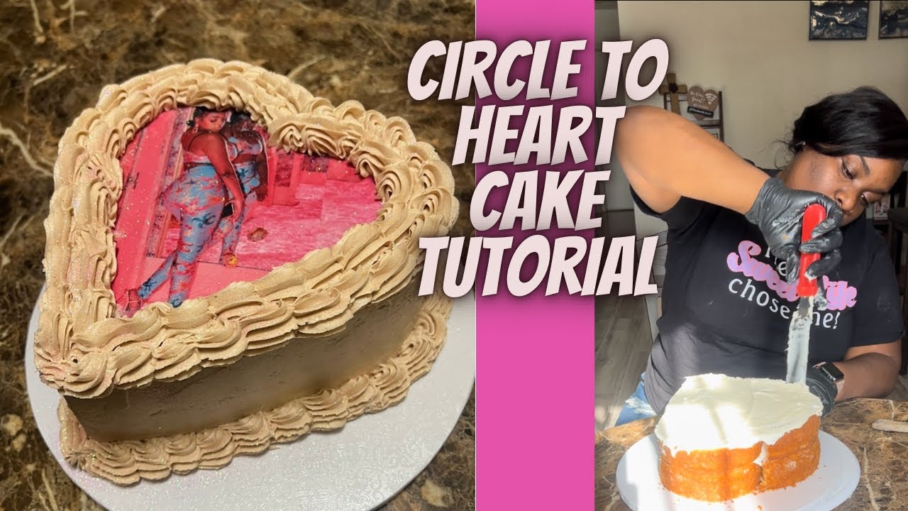 Heart Cake with Edible Image Turn Round Cakes into a Heart Shape | That Girl Heart Shape Cake
