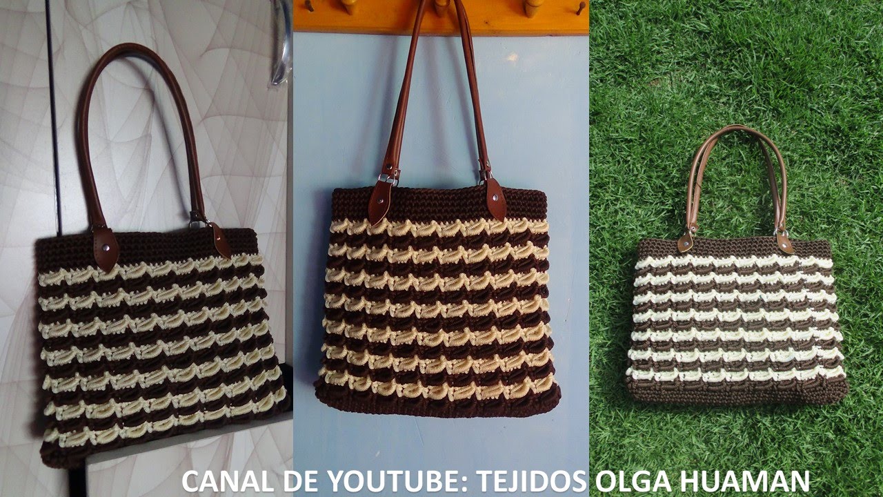 bolso o cartera tejido a crochet con colita de rata paso a paso en punto ROCOCO