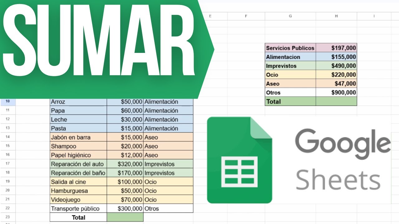 Como SUMAR en HOJAS de C&Aacute;LCULO ✅ GOOGLE SHEETS ✅