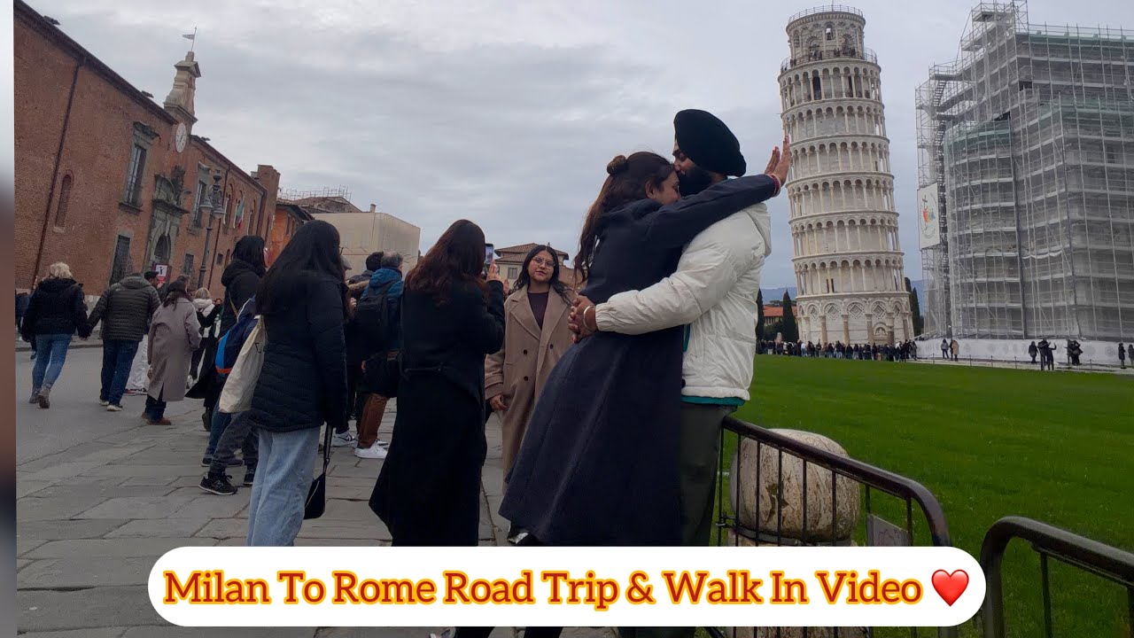 Milan to Rome Bus Journey with Pisa Stop | Iconic Leaning Tower Walk #parmbhupi 