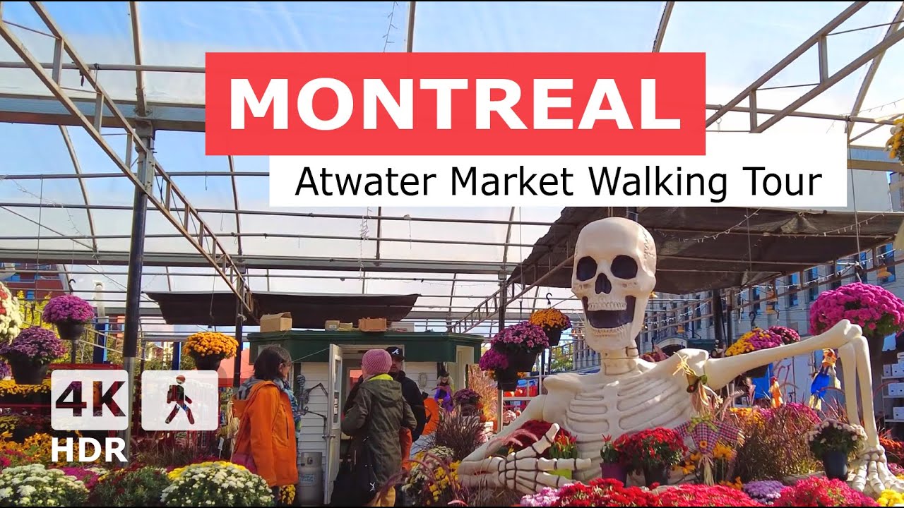 [4K] Atwater Market 🍂🎃 October Vibe Walking Tour | Montreal, Quebec, Canada 2025 🇨🇦