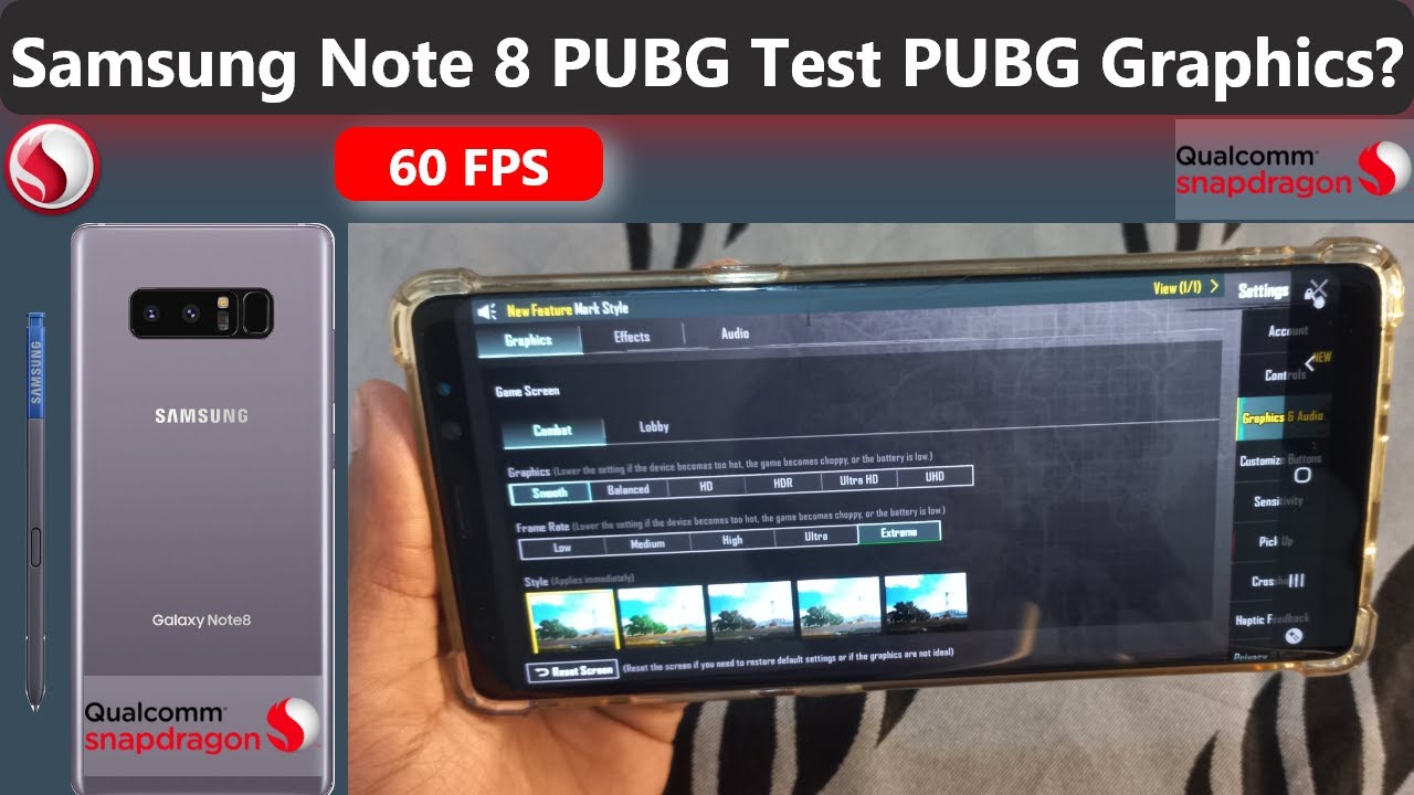 Тест Samsung Note 8 в PUBG