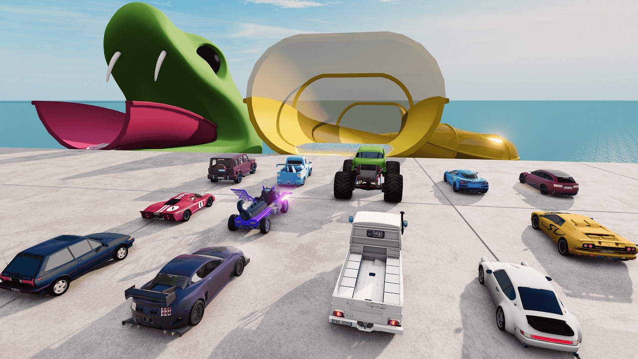 FUN Water Slides JUMP Monster Jam | BeamNG Drive