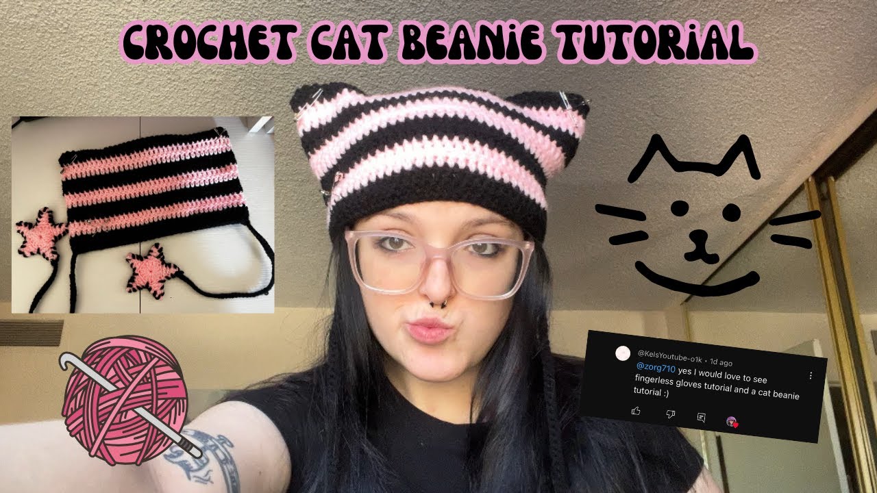 crochet cat beanie tutorial ≽^•⩊•^≼