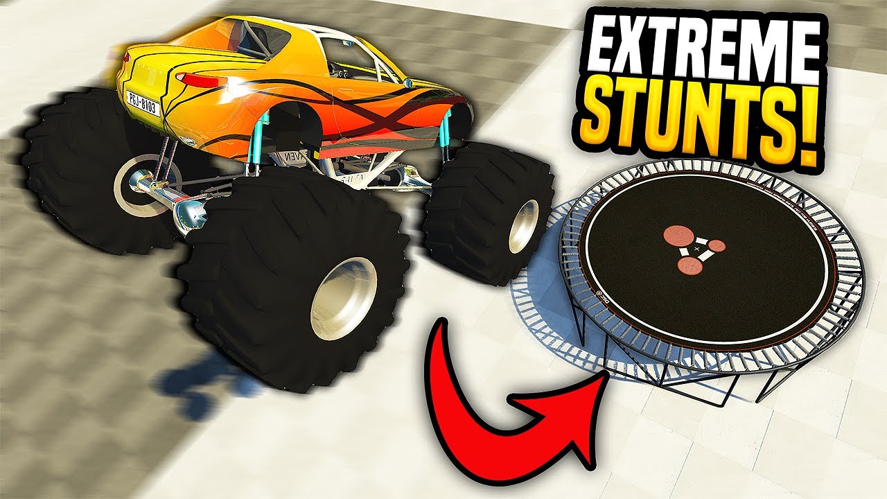 ЭКСТРЕМАЛЬНЫЕ Трюки на батуте Monster Truck - Многопользовательский мод BeamNG Drive (вылетает)