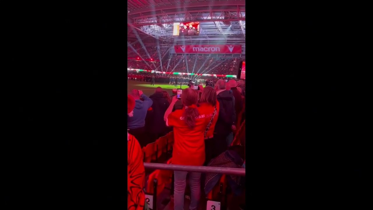 Wales light show and anthems before the game #rugbykid09 #cymruambyth #shorts #foryou