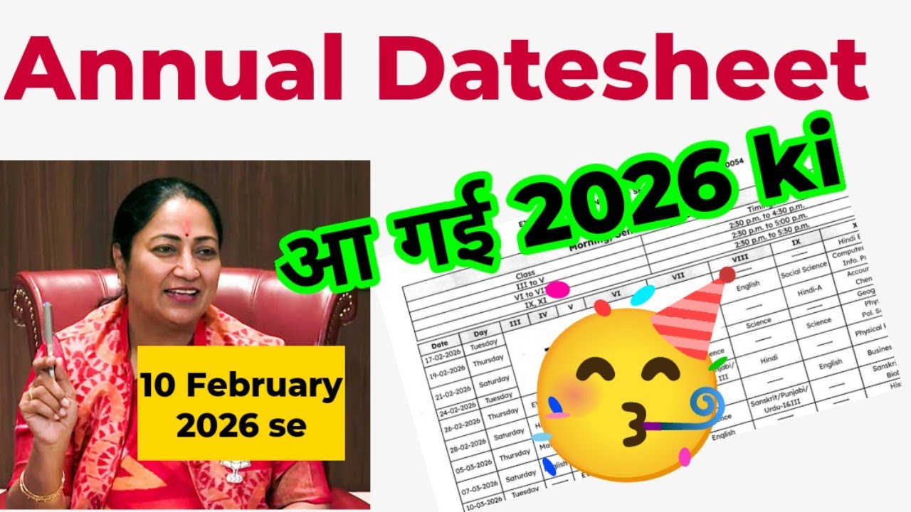 🙆final exam date sheet 2026 Out 🔥 Class 6,7,8,9&11 Annual exam date sheet 2026