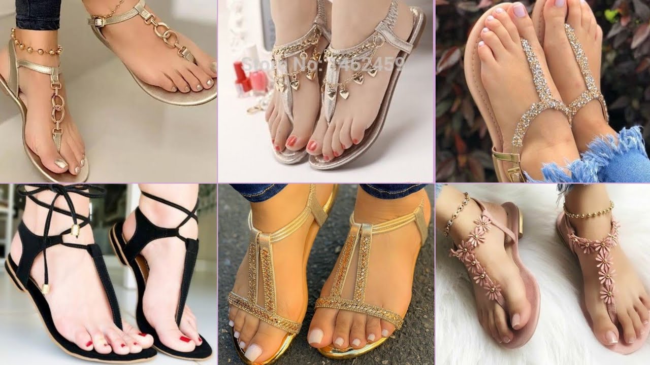Branded flat strip heel sandals ideas for summer - Elegant flat shoes for women