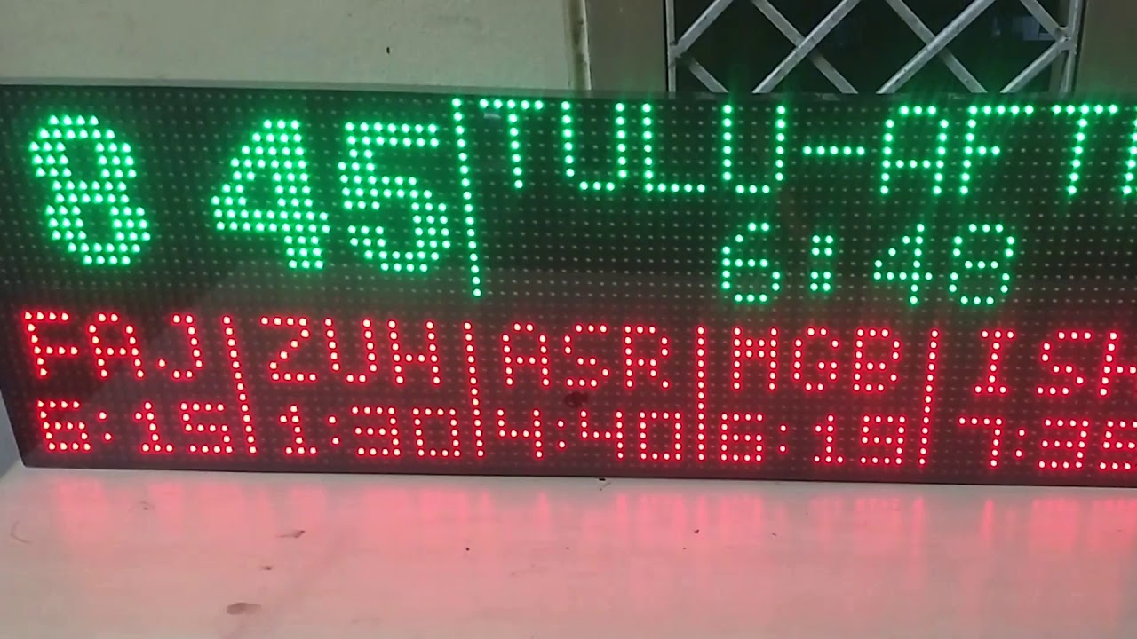 English - AlAleem Model L1 Automatic Namaz Timings Clock LED Display Board Features & Functionality