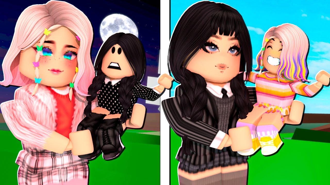 AS FILHAS WANDINHA E ENID TROCADAS NO NASCIMENTO - HISTORINHA DE BROOKHAVEN RP ROBLOX